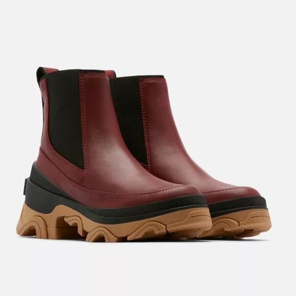 NIB Sorel BREX 8.5M Chelsea Leather Boots Booties Waterproof Grippy Spice Black - Picture 3 of 11